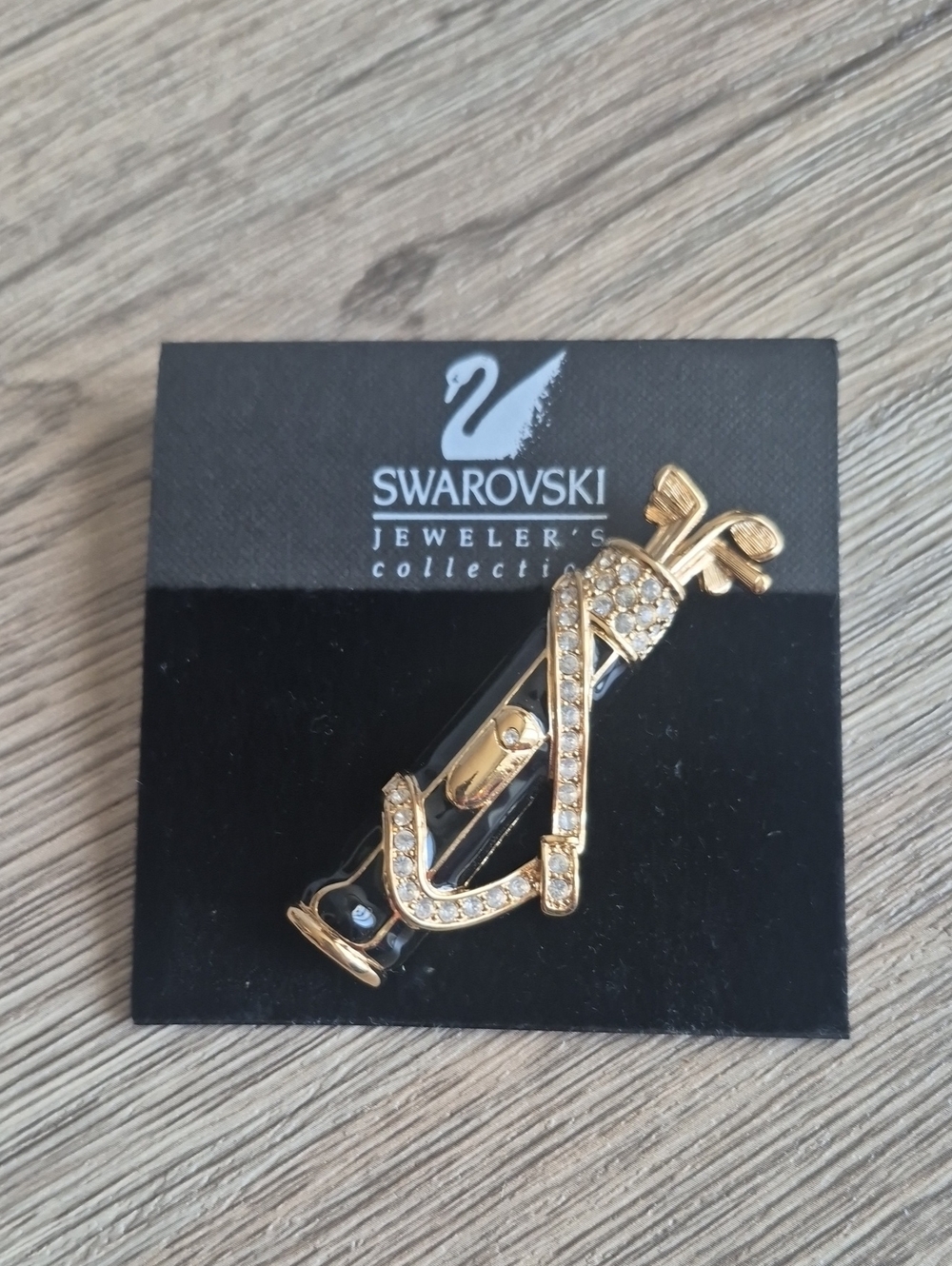 Vintage Swarovski Gold-Tone Crystal Golf Bag Brooch